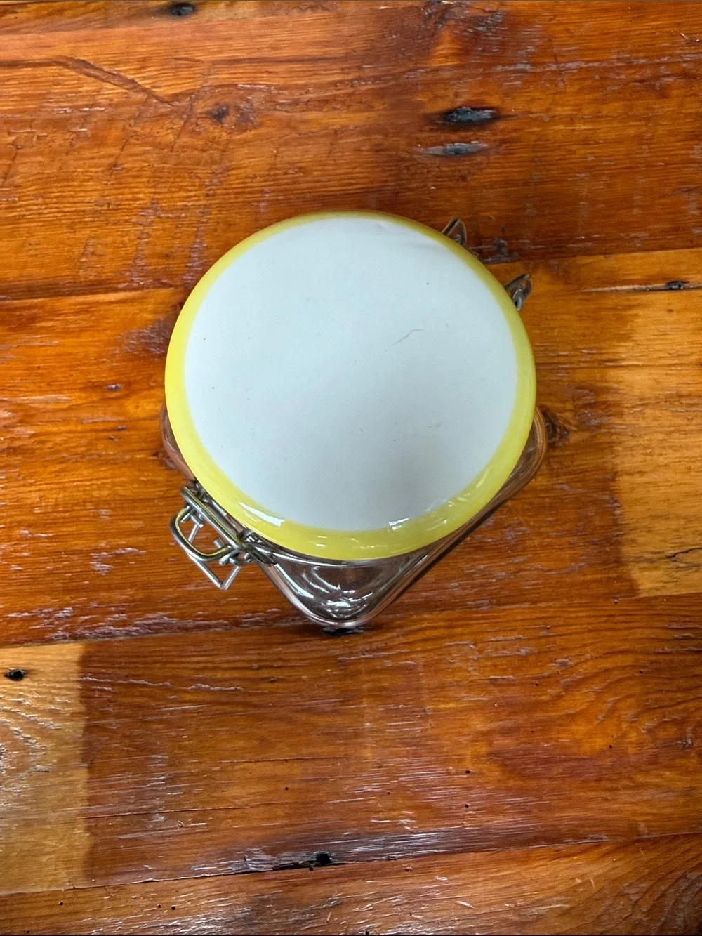 Clear Glass Airtight Jar with Yellow White Lid